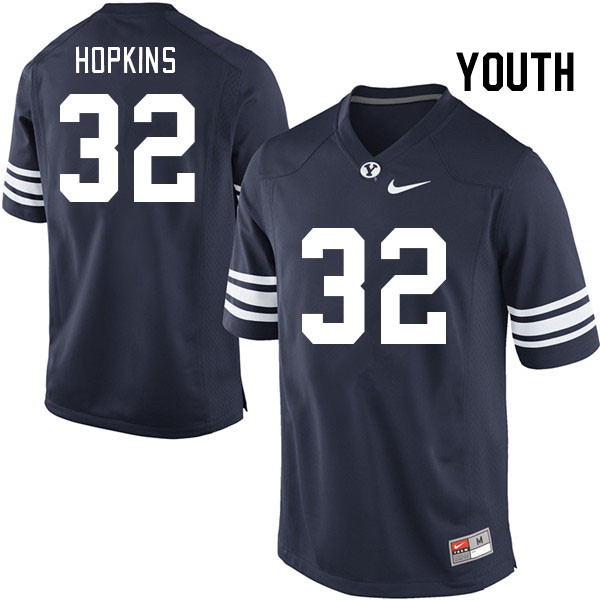 Youth #32 Chase Hopkins BYU Cougars College Football Jerseys Stitched-Navy - Click Image to Close